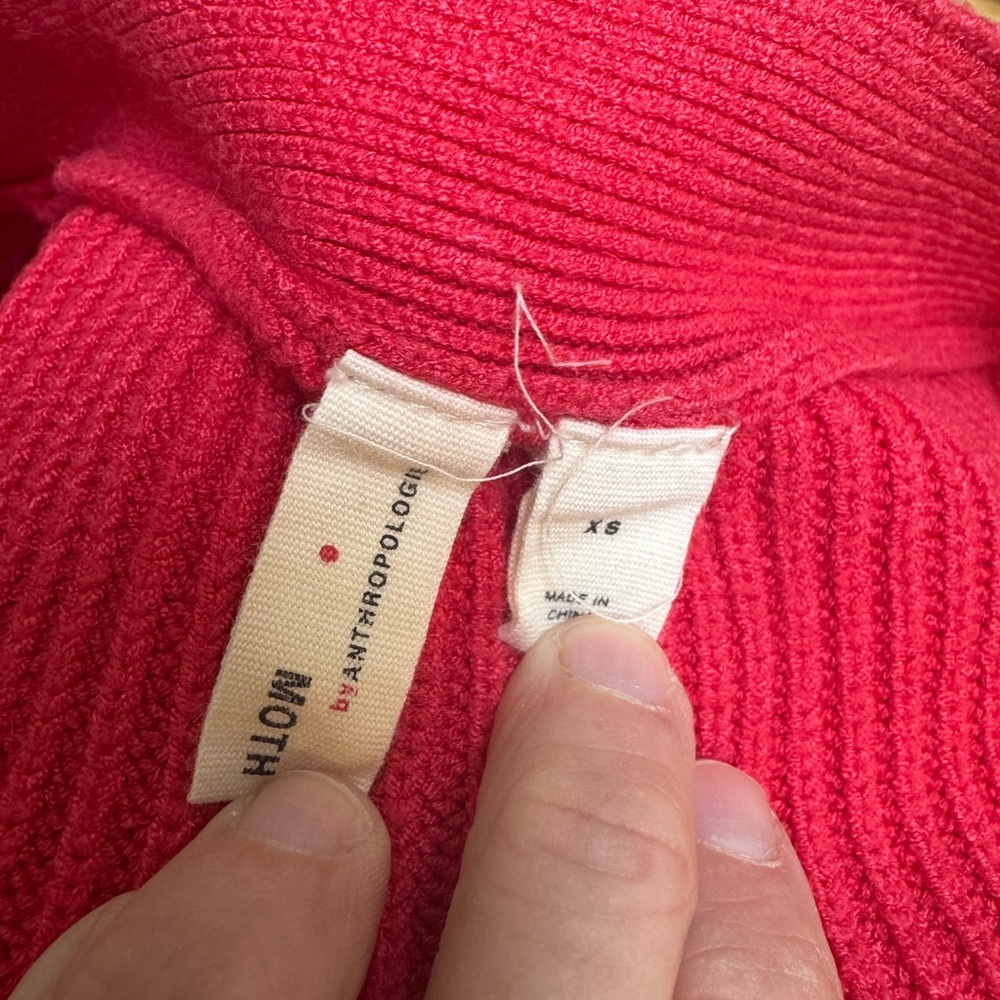 Moth Anthropologie Res Ribbed Cardigan Oversized Buttons Scalloped Hem - Picture 5 of 10